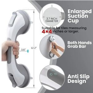 Gray and White Suction Grab Bar